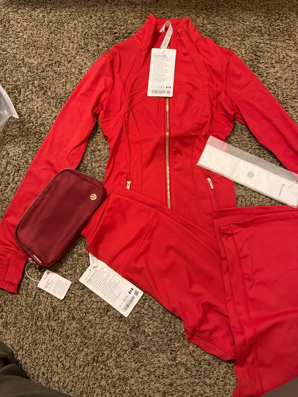 lululemon athletica Red Track Jacket with Matching Joggers